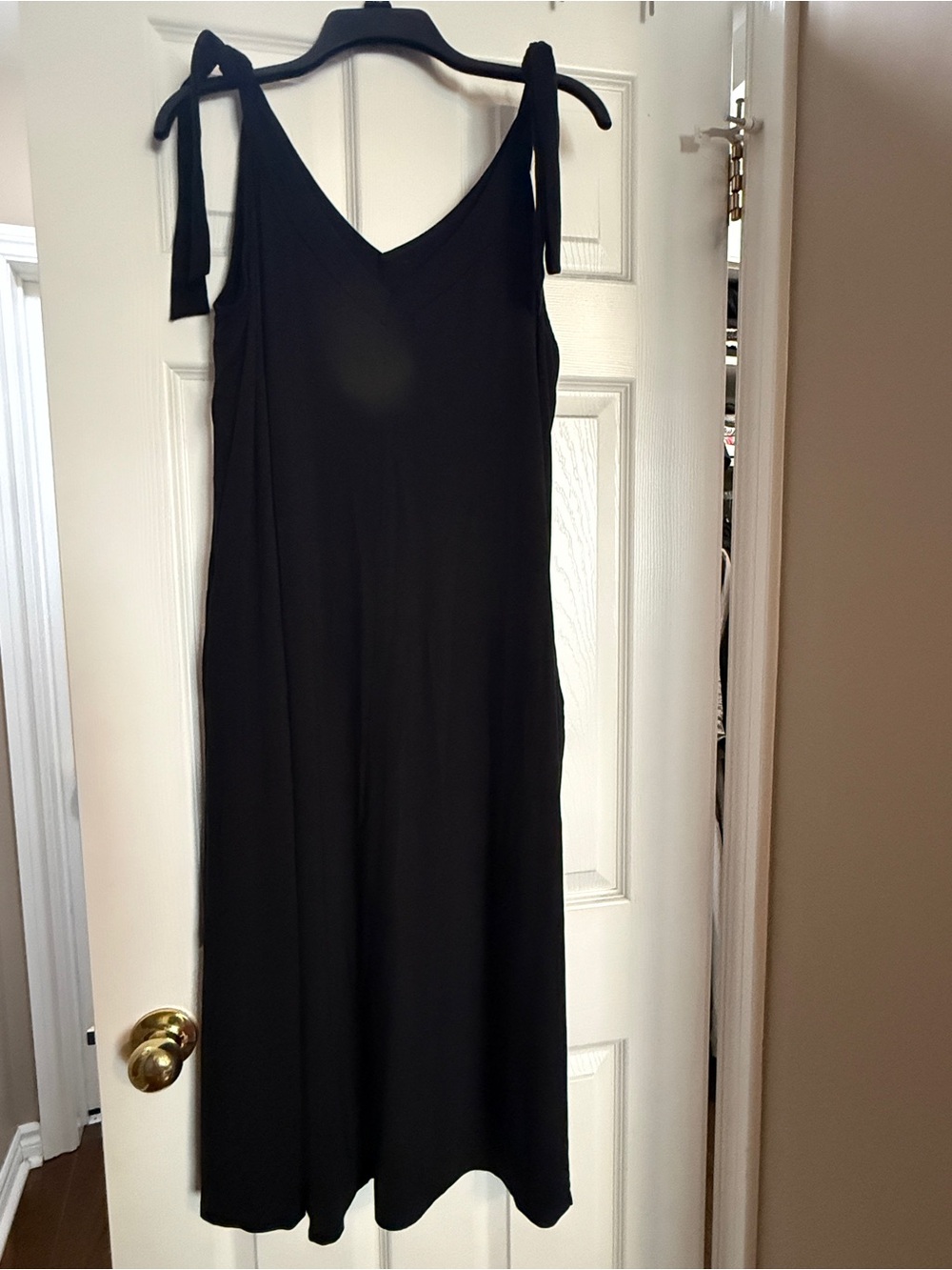 Black Tie-Shoulder Slip Dress